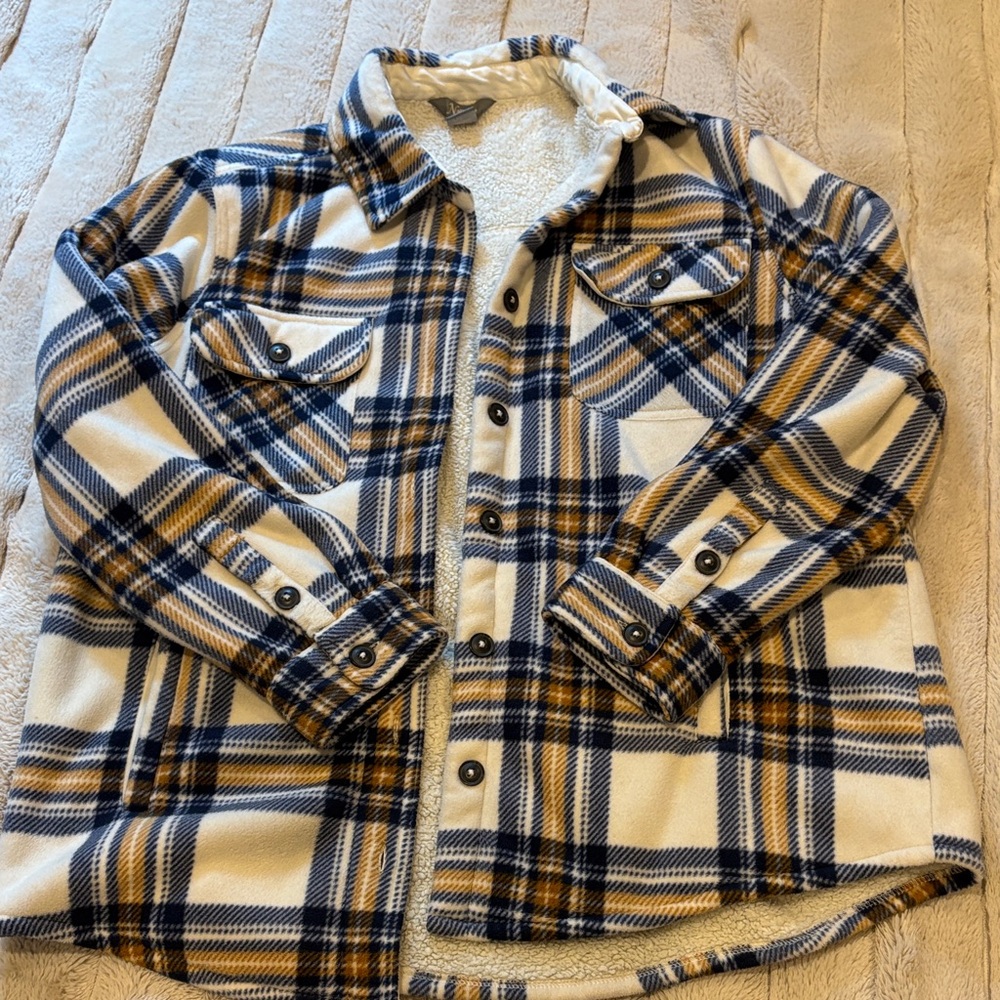 Natural Reflections Plaid Button Down Shirt - Blue, White, Tan